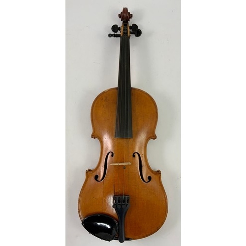 197 - VIOLIN AND BOW IN CASE WITH NOTE SUGGESTING IT IS A MITTENWALD INSTRUMENT DATED 1890/1900, STRADIVAR... 