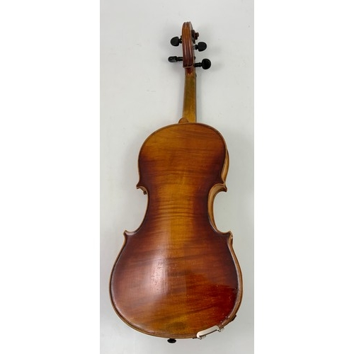 197 - VIOLIN AND BOW IN CASE WITH NOTE SUGGESTING IT IS A MITTENWALD INSTRUMENT DATED 1890/1900, STRADIVAR... 