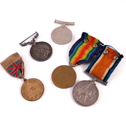 153 - WWI WAR AND VICTORY MEDALS 163414 GNR. P.S.SHAYLER R.A., WWII DEFENCE MEDAL AND COMMEMORATIVE MEDALS