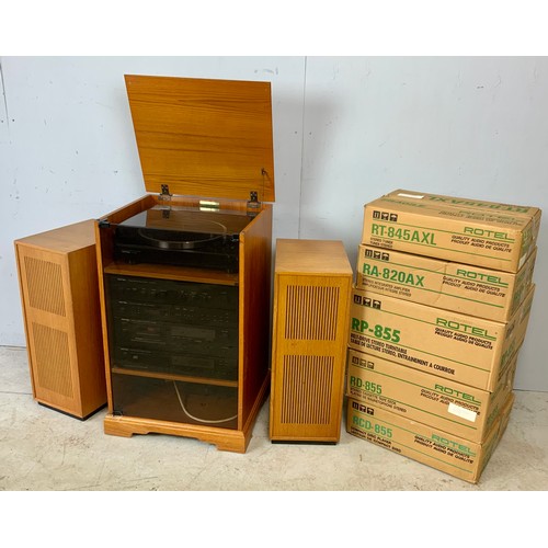 185 - ROTEL RA820AX TURNTABLE AND VARIOUS ROTEL SEPARATES INC. AMPLIFIER, STEREO TUNER, TAPE DECK AND CD P... 