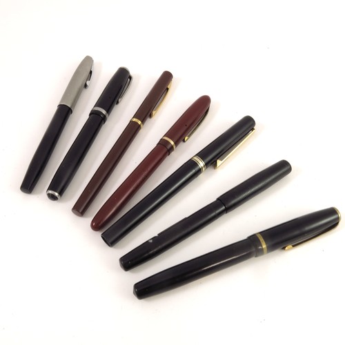 262 - 7 VARIOUS VINTAGE FOUNTAIN PENS INC. SWAN, BURNHAM, WATERMAN, SHEAFER, ESTERBROOK, PENQUEST AND OSMI... 