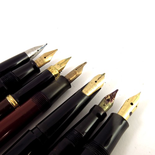 262 - 7 VARIOUS VINTAGE FOUNTAIN PENS INC. SWAN, BURNHAM, WATERMAN, SHEAFER, ESTERBROOK, PENQUEST AND OSMI... 