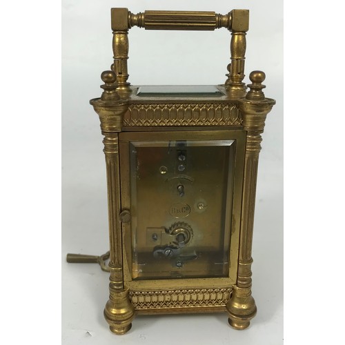 110 - CARRIAGE CLOCK, R & CO FRANCE IN TRAVELING CASE