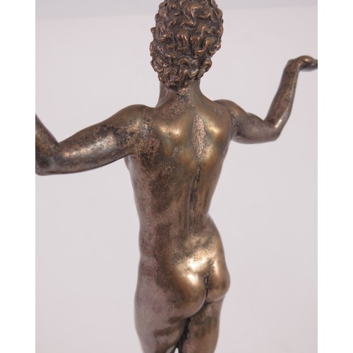 226 - BRONZE FIGURE ON MARBLE BASE DEPICTING A NAKED LADY IN THE ART DECO STYLE WITH SIGNATURE JOAN PYMAN,... 