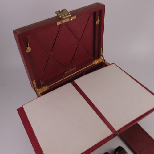 203 - VERY GOOD QUALITY RED MOROCCAN LEATHER WRITING TRAVELLING BOX, BRAMAH OF LONDON BRASS LOCK, TOGETHER... 