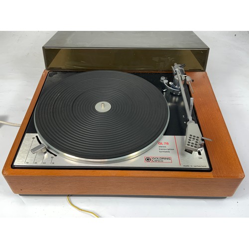 173 - GOLDRING LENCO GL78 DECK, STEREO TRANSCRIPTION TURNTABLE, WITH SHURE ARM