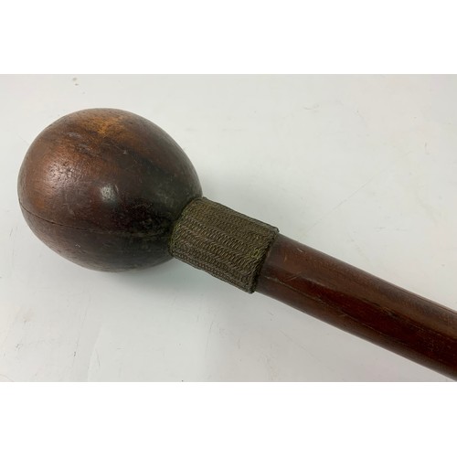 148 - AFRICAN HARDWOOD KNOBKERRIE WITH TAPERING WIRE BOUND SHAFT, APPROX. 46 cm