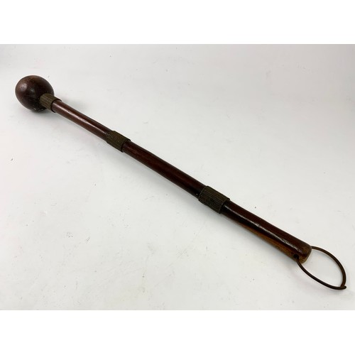 148 - AFRICAN HARDWOOD KNOBKERRIE WITH TAPERING WIRE BOUND SHAFT, APPROX. 46 cm