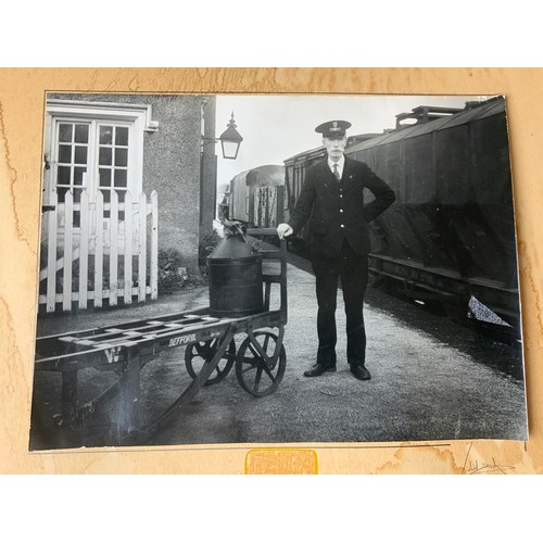 223 - RAILWAY INTEREST, LARGE MOUNTED PHOTOGRAPH OF DEFFORD STATION, 2-1-1965 WITH STEAM LOCO AND STATION ... 