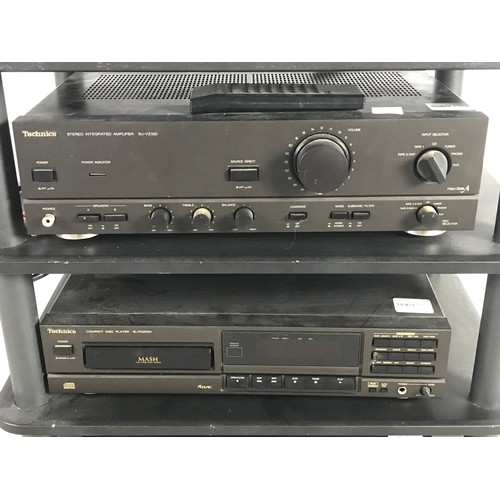 182 - HI FI SEPARATES  INC TECHNICS AMPLIFIER & CD PLAYER, DENON TUNER , TRIO DOUBLE CASSETTE DECK IN A AL... 