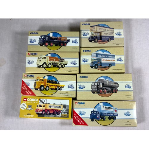 101 - CORGI, 8 BOXED MODELS LORRIES, INC  97955 FODEN, 97942 FLOWERS,  97334 ATKINSON, 97950 FODEN GUINNES... 