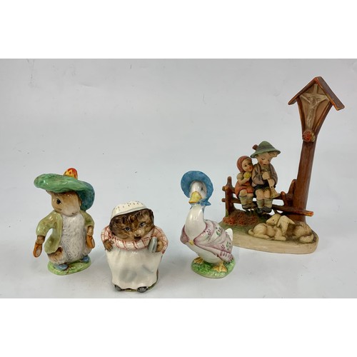 66 - MISC. BESWICK AND ROYAL ALBERT BEATRIX POTTER FIGURES AND A HUMMEL DITTO