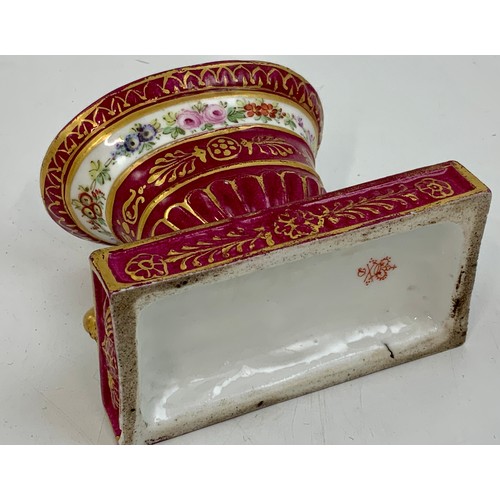 88 - OLD CROWN DERBY HAND PAINTED INKWELL/ PEN HOLDER