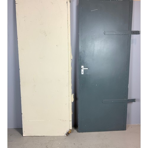 217 - HEAVY METAL SECURITY/ WORKSHOP DOOR, APPROX. 90 X 235 cm AND A METAL PANEL, APPROX. 80 X 235 cm AF