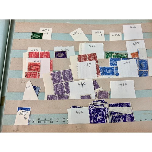 579 - STAMPS, OLD STYLE STOCK BOOK  GB ALL REIGNS, PICKINGS NOTED INC. 478 10/- UNMTD MARGINAL, 476 2/6 BL... 