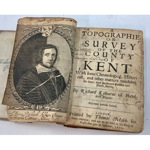 19 - KENT RELATED BOOKS, WM. CAMDENS BRITTANIA, TRANSLATION BY P.HOLLAND, 1637 AND A TOPOGRAPHIE OR SURVE... 