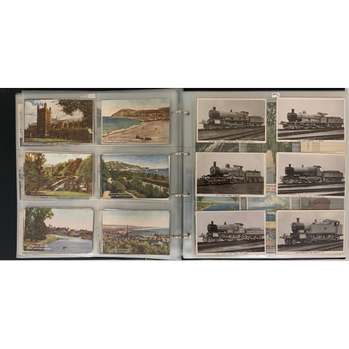 261 - ALBUM OF REAL PHOTO AND OTHER POSTCARDS INC. GREAT WESTERN RAILWAY, LOCOMOTIVES, SHIPPING ETC.