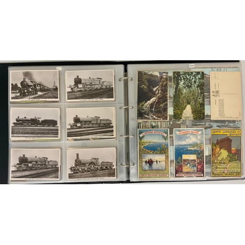 261 - ALBUM OF REAL PHOTO AND OTHER POSTCARDS INC. GREAT WESTERN RAILWAY, LOCOMOTIVES, SHIPPING ETC.