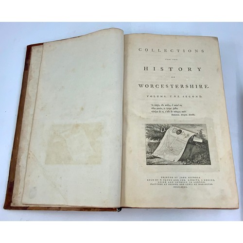 3 - NASH’S HISTORY OF WORCESTERSHIRE, 2 MAGNIFICENT LEATHER BOUND VOLUMES, FIRST EDITIONS, PRINTED BY JO... 