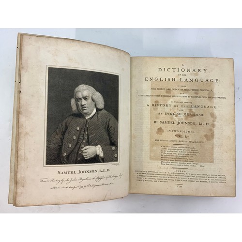 4 - JOHNSON, SAMUEL, JOHNSON’S DICTIONARY IN GOOD LEATHER BINDING, 1799, THE EIGTH EDITION