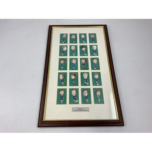 224 - FRAMED CIGARETTE CARDS, WILLS ASSOCIATION FOOTBALLERS, HISTORIC EVENTS, STUBBS CHELSEA.