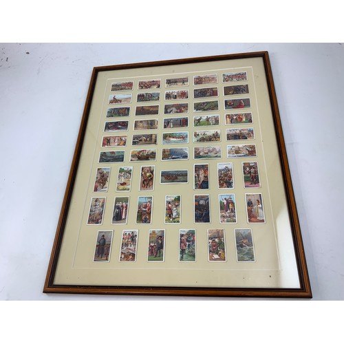 224 - FRAMED CIGARETTE CARDS, WILLS ASSOCIATION FOOTBALLERS, HISTORIC EVENTS, STUBBS CHELSEA.