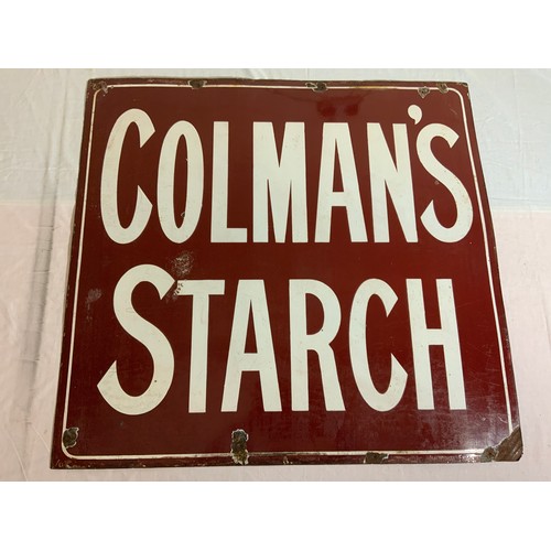 1 - ENAMEL ADVERTISING SIGN, RARE COLMAN’S STARCH, AN IMPERIAL ENAMEL SIGN, APPROX. 97 cm X 92 cm