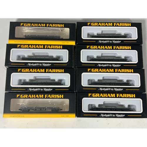 214 - N GAUGE BOXED MODEL RAILWAY WAGONS, 6 X GRAHAM FARISH 373-926 30 T BOGIE BOLSTER WAGON BR GREY & 2 X... 