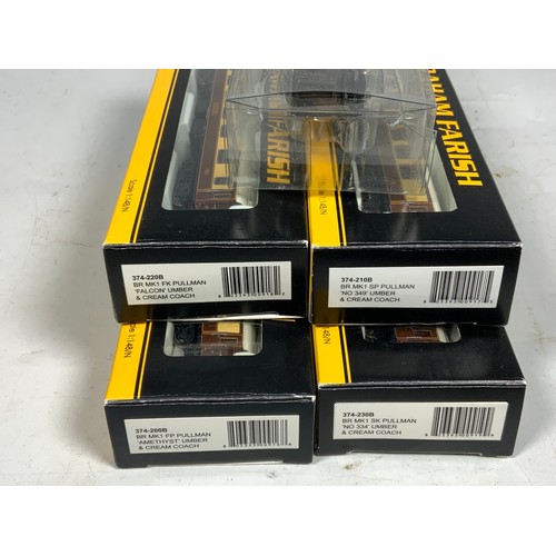 223 - GRAHAM FARISH N GAUGE, PULLMAN COACHES, 374 210B, 200B, 230B, 220B ALL BOXED & P/T BOXED PULLMAN COA... 