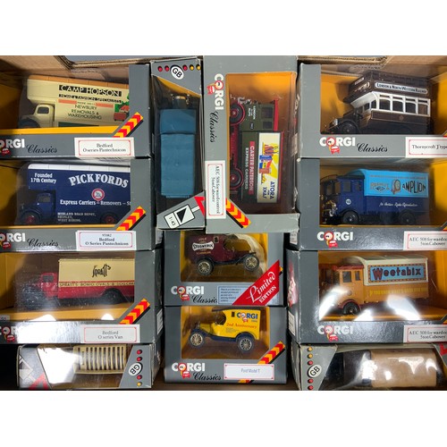 111 - CORGI, 12 BOXED EARLY LORRRY & VAN MODELS, INC. AEC CABOVER, THORNYCROFT, BEDFORD & O SERIES LORRIES