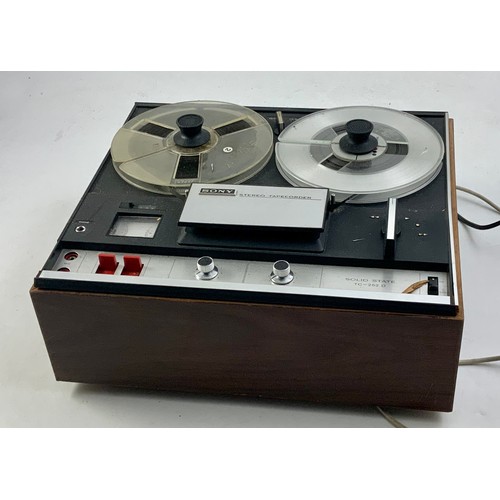 340 - ELVIS INTEREST, A BOX OF RCA STEREO & VICTOR TAPES PLUS OTHERS & A SONY REEL TO REEL TAPE PLAYER.