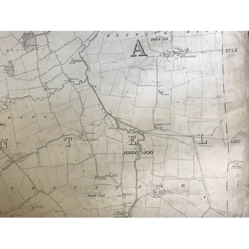 214 - ROLLED MAP ON FIXING OF WHALTON & LONGHORSLEY APPROX 275cm LONG