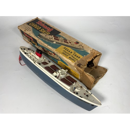 78 - TRIANG ‘MS OCEAN TRADER’, CARGO SHIP, BOXED, ALTHOUGH END FLAPS A/F