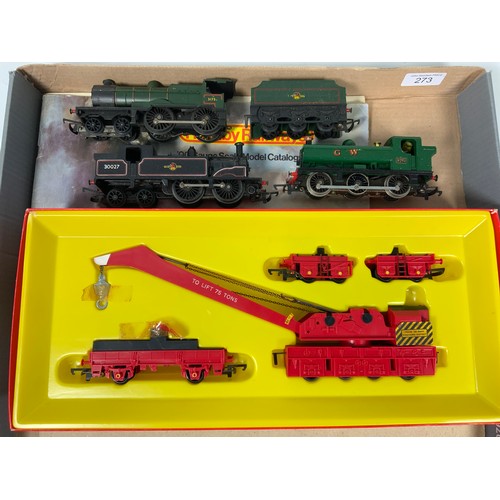 273 - TRIANG HORNBY SELECTION, R739 BREAKDOWN CRANE BOXED, PLUS 2 CATALOGUES, 0-4-4 TANK 30027, PANNIER 7 ... 