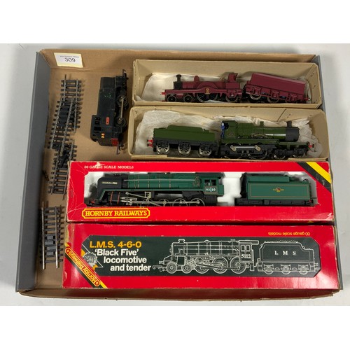 309 - HORNBY BOXED R840 BLACK 5, 9F 92220, PLUS TWO KIT BUILT LOCOMOTIVES DUKEDOG & MR 4-2-2