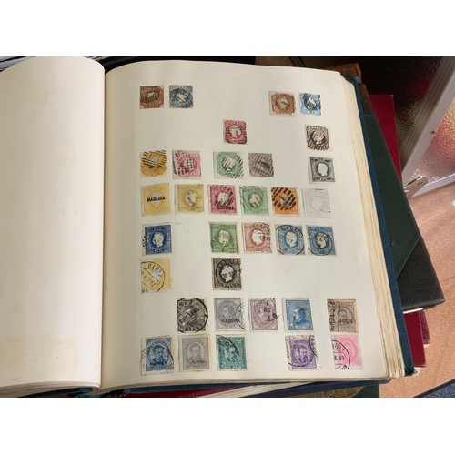 584 - STAMPS, ALBUMS X 7 IN BOX WITH MANY, MANY PICKINGS NOTED BSA DOUBLE HEADS, COMMONWEALTH COUNTRIES QV... 