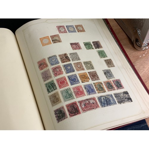 584 - STAMPS, ALBUMS X 7 IN BOX WITH MANY, MANY PICKINGS NOTED BSA DOUBLE HEADS, COMMONWEALTH COUNTRIES QV... 