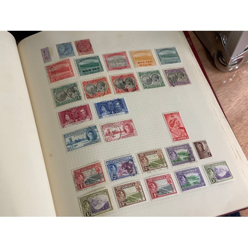 584 - STAMPS, ALBUMS X 7 IN BOX WITH MANY, MANY PICKINGS NOTED BSA DOUBLE HEADS, COMMONWEALTH COUNTRIES QV... 