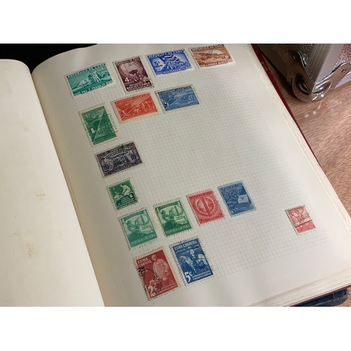 584 - STAMPS, ALBUMS X 7 IN BOX WITH MANY, MANY PICKINGS NOTED BSA DOUBLE HEADS, COMMONWEALTH COUNTRIES QV... 