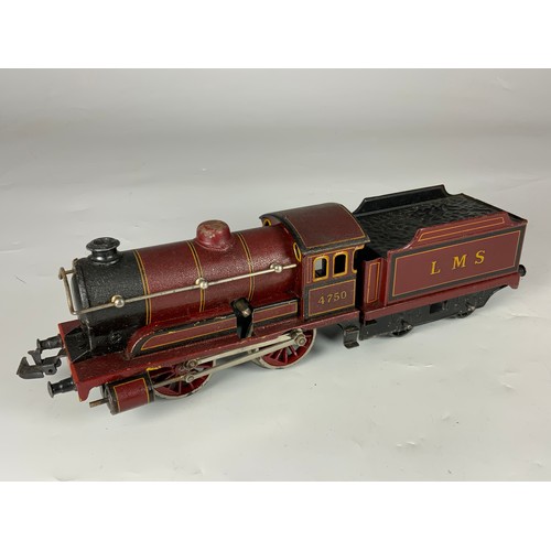 503 - BING 0 GAUGE, 0-4-0 TENDER LOCOMOTIVE 4750 , LMS, CLOCKWORK