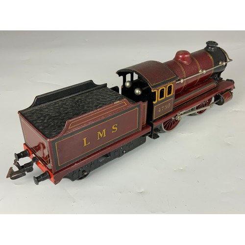 503 - BING 0 GAUGE, 0-4-0 TENDER LOCOMOTIVE 4750 , LMS, CLOCKWORK