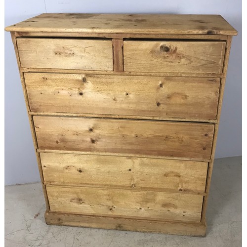 522 - PINE CHEST OF 2 OVER 4 DRAWERS AF 132cm TALL