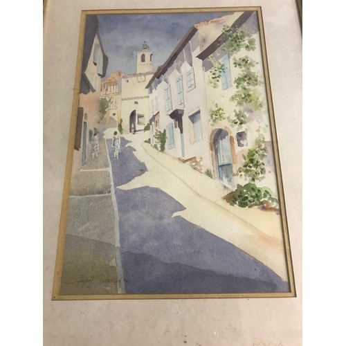 48 - WATERCOLOUR DEPICTING MALVERN SCENE, GRAHAM SPROSTON WATERCOLOUR DEPICTING STREET SCENE, HEATH ROBIN... 