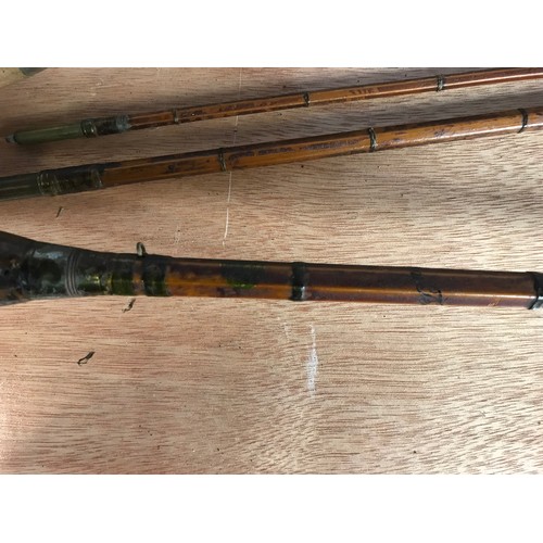 408 - VINTAGE FISHING RODS TOGETHER WITH HICKORY SHAFT GOLF CLUBS