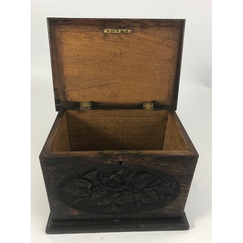 291 - CARVED WOODEN BOX WITH HINGED LID