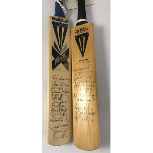 310 - MINIATURE CRICKET BAT MCC TOUR 1954/55 WITH MANY SIGNATURES INCLUDING LEN HUTTON TOGETHER WITH TWO O... 