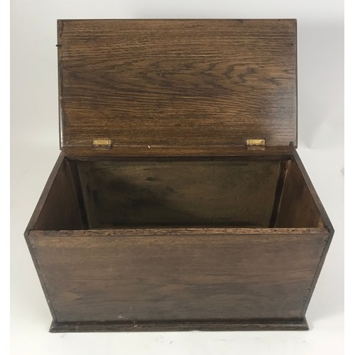 279 - OAK BOX WITH HINGED LID 42cm LONG