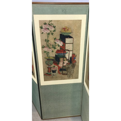 509 - 8 PANEL DOUBLE SIDED KOREAN SCREEN FEATURING HAND COLOURED AND OTHER PAINTED SCENES EACH PANEL  140c... 