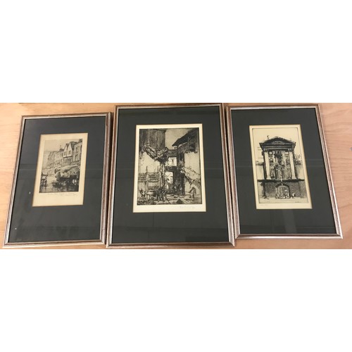 6 - TWO FRAMED COLOURED ETCHINGS TATTON WINTER BOTH SIGNED IN PENCIL AND VARIOUS ETCHINGS INCLUDING WILL... 