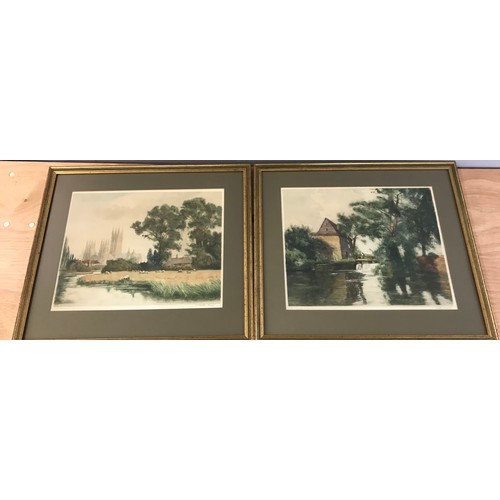 6 - TWO FRAMED COLOURED ETCHINGS TATTON WINTER BOTH SIGNED IN PENCIL AND VARIOUS ETCHINGS INCLUDING WILL... 